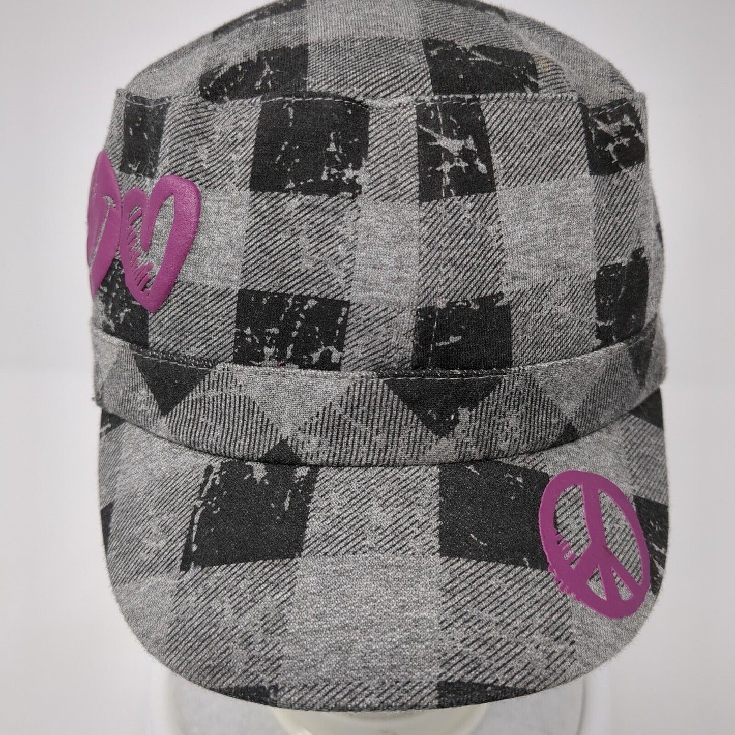 Joe Boxer Slideback Cadet Army Hat Multi One Size Buffalo Plaid Peace