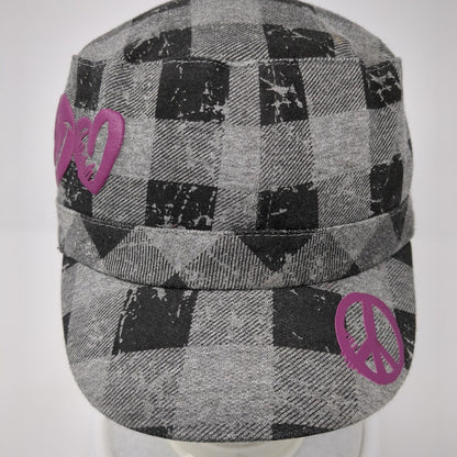 Joe Boxer Slideback Cadet Army Hat Multi One Size Buffalo Plaid Peace
