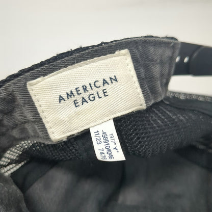 American Eagle Trucker Hat Gray One Size Mesh Snapback Green Under Visor Patch