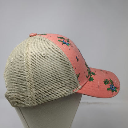 Fox Trucker Hat Pink Beige One Size Tropical Island Palm Tree Print Mesh Back