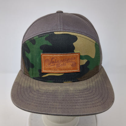 Valentine's Deli Slideback Hat Gray One Size Leather Strap Camo Trim