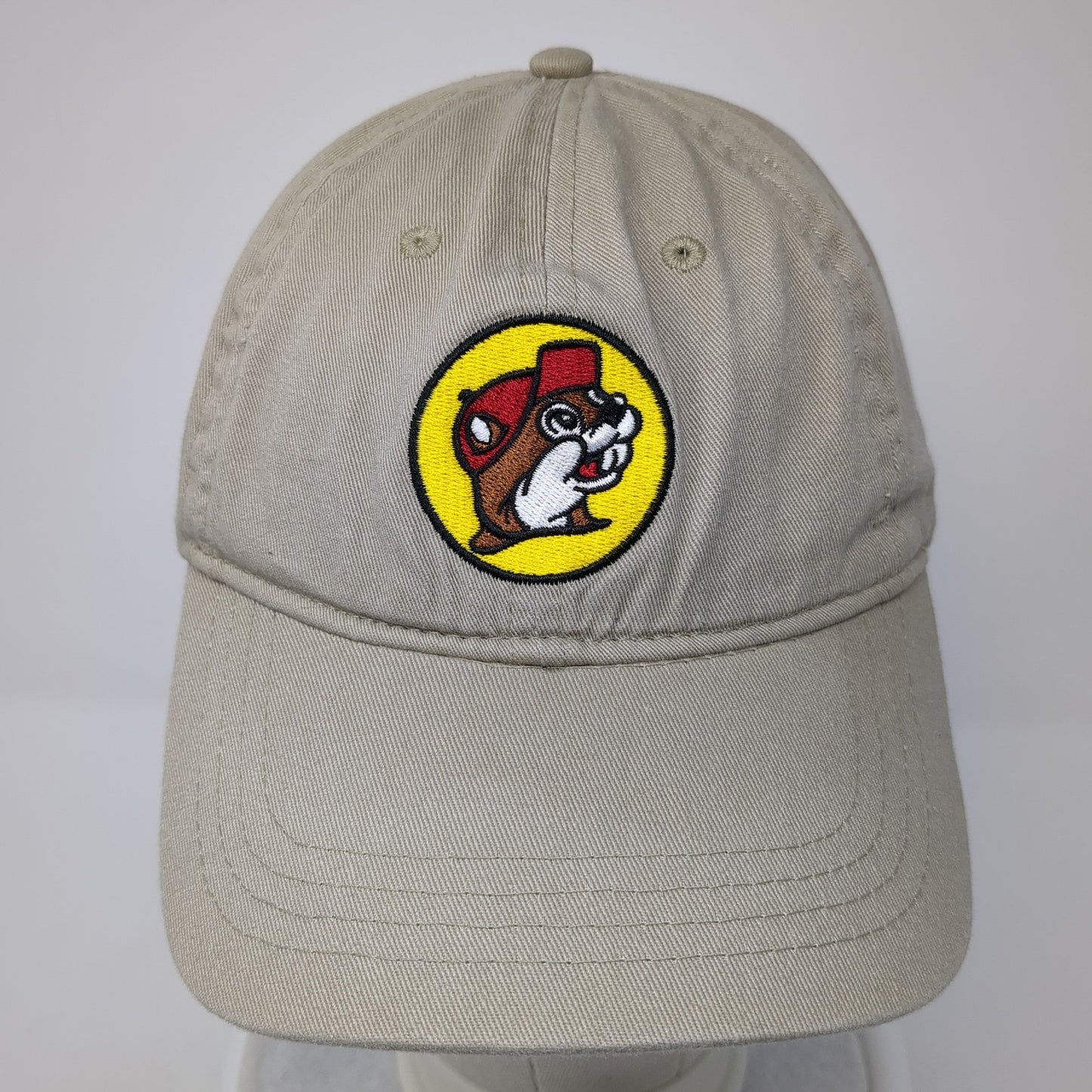 Buc-Ee's Slideback Baseball Cap Beige One Size Adjustable Embroidered 6 Panel