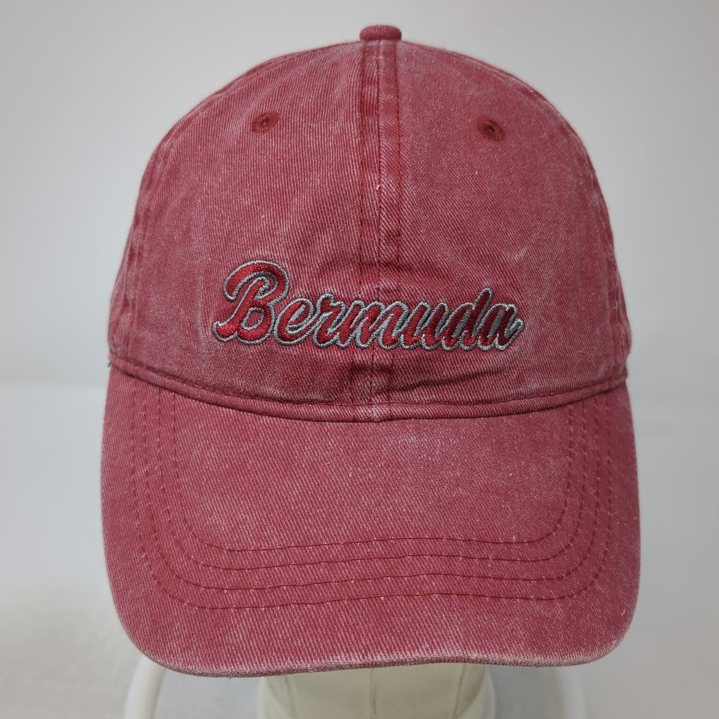 Jacobson Hat Baseball Cap Red Gray One Size Adjustable Washed Cotton Bermuda