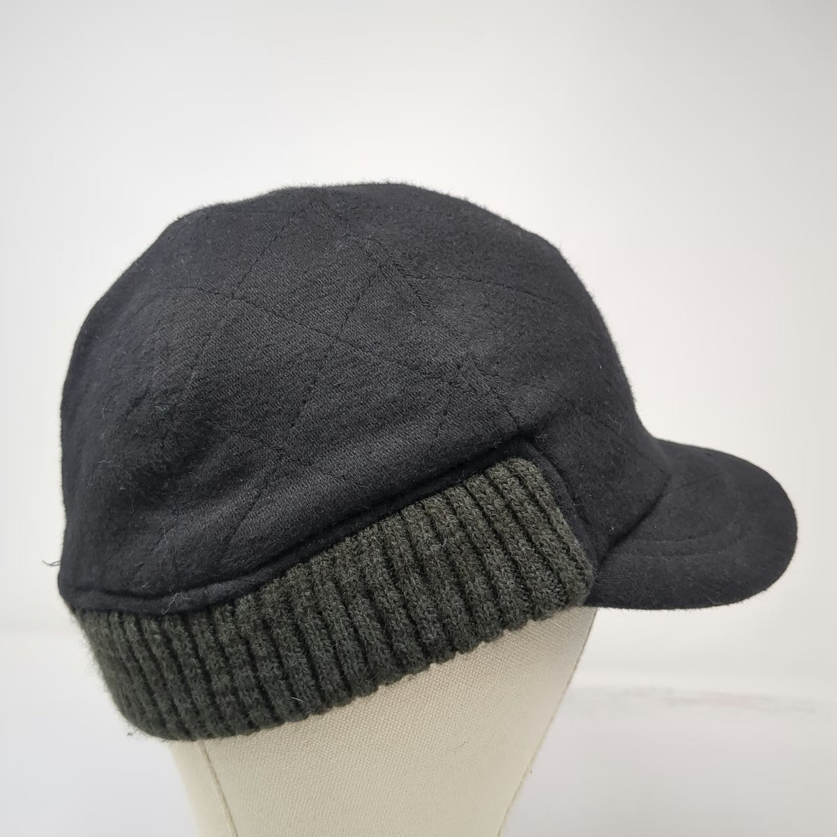 REI Baseball Cap Black L Quilted Knit Earband Cotton Rayon Lining Winter Hat