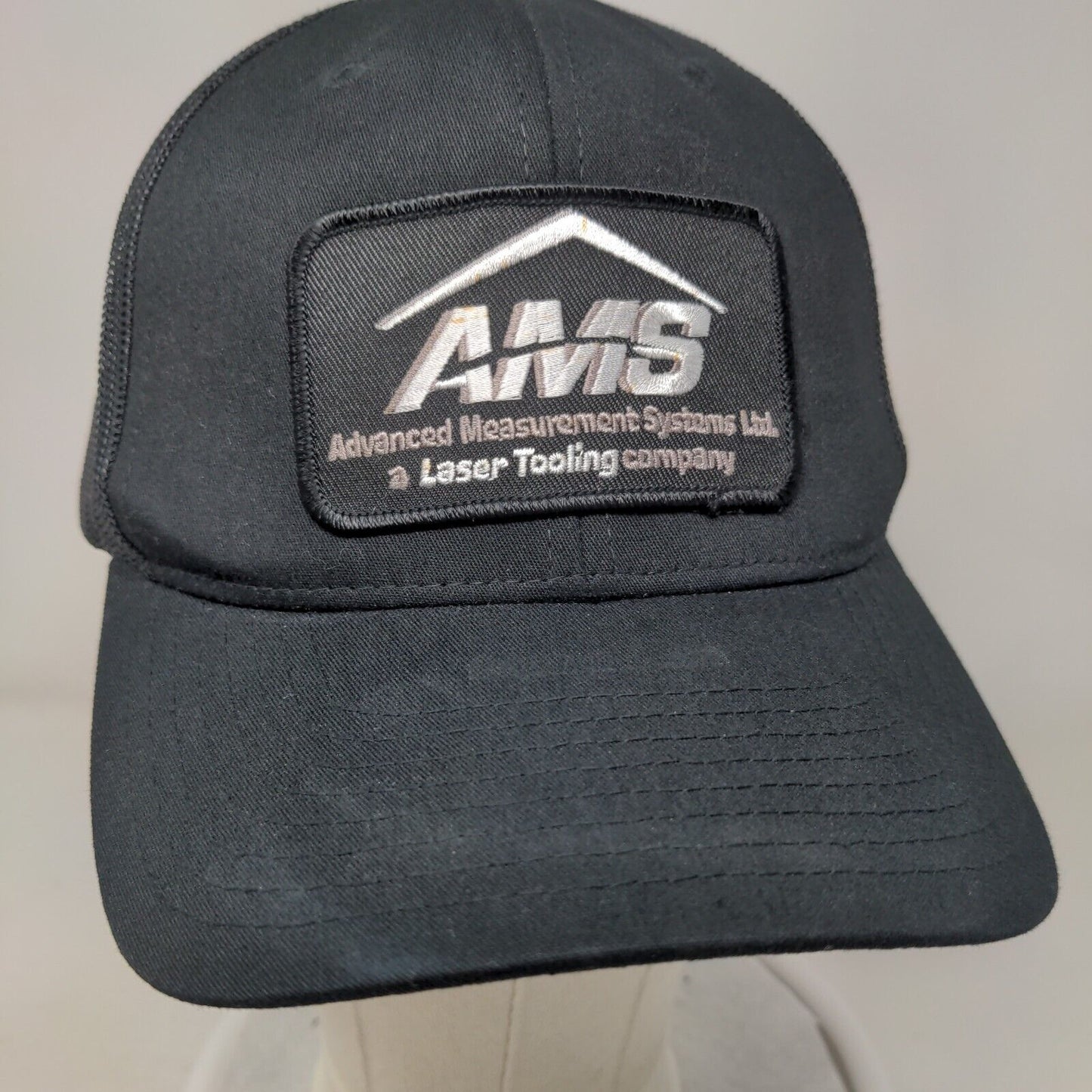 AMS Advanced Measurement Systems Snapback Trucker Hat Black One Size Mesh Back