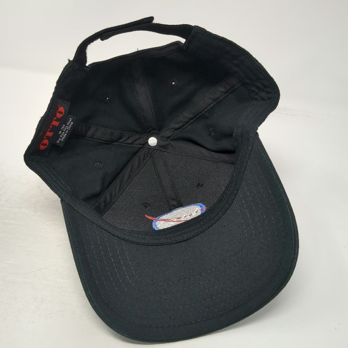 OTTO Baseball Cap Black One Size NASA Embroidered Logo Cotton Strapback Aero Hat