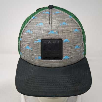 Pistil Trucker Hat Gray Green Blue One Size Mesh Snapback Marlin Pattern Patch