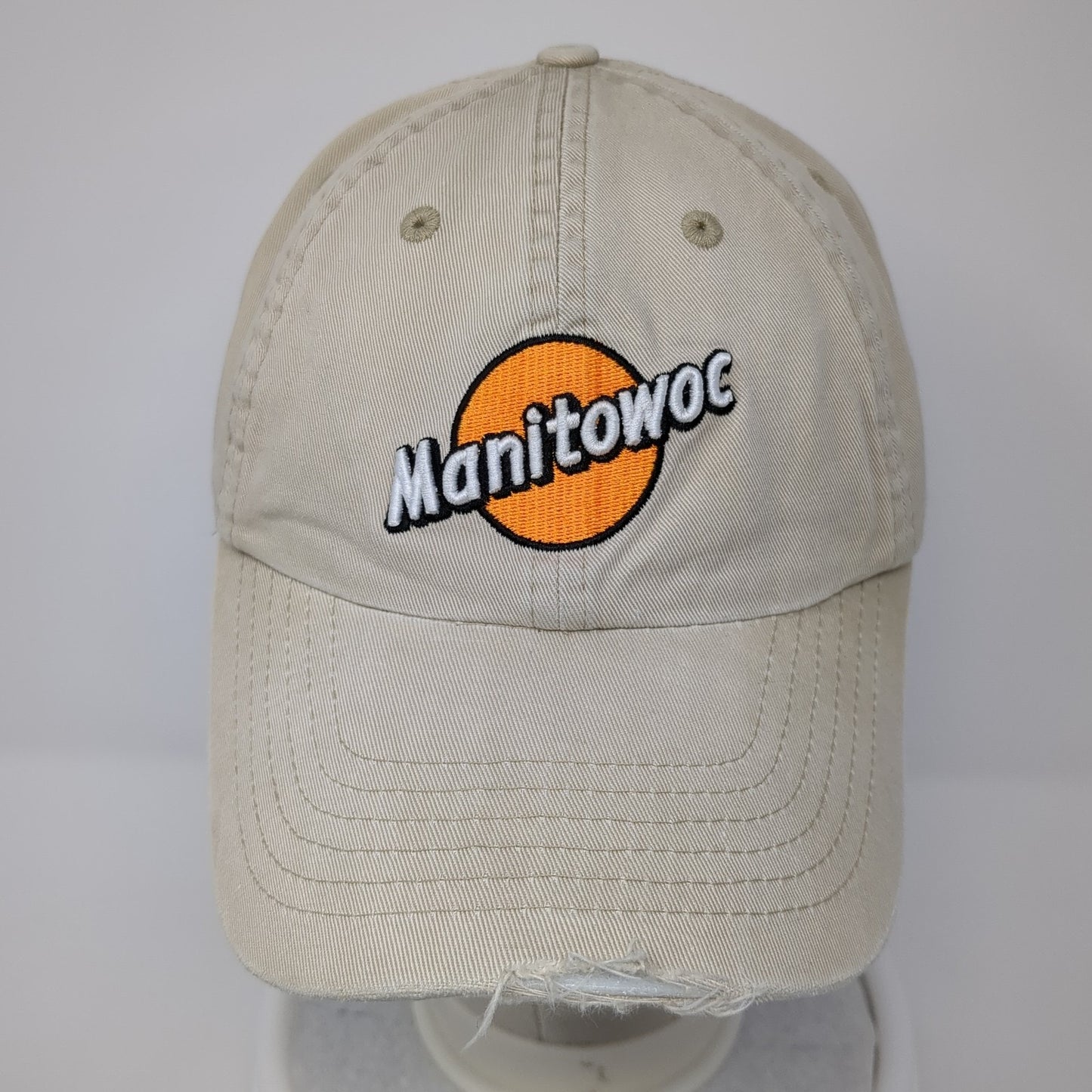 Manitowoc Slideback Baseball Cap Beige One Size Adjustable Embroidered 6 Panel