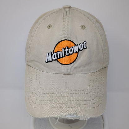 Manitowoc Slideback Baseball Cap Beige One Size Adjustable Embroidered 6 Panel