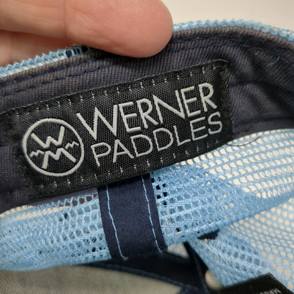 Werner Paddles Trucker Hat Blue One Size Mesh Snapback Embroidered Logo Mountain