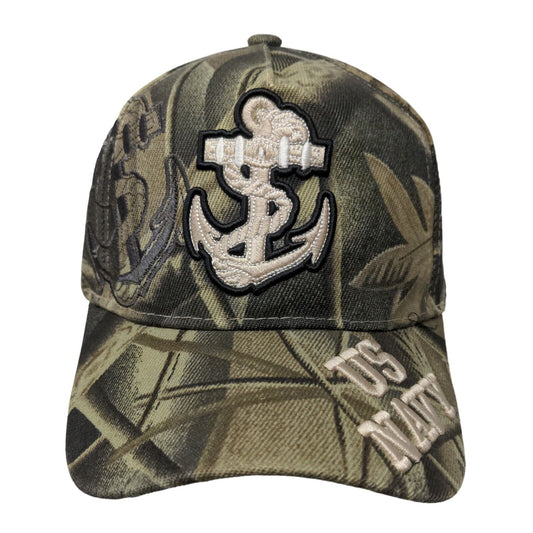 US Navy Anchor Rope Strapback Hat Camo One Size Embroidered Military