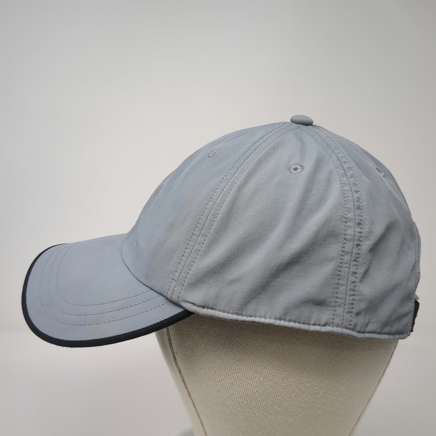 PINK Baseball Cap Gray One Size Adjustable Strap Contrast Piping Curved Brim Hat