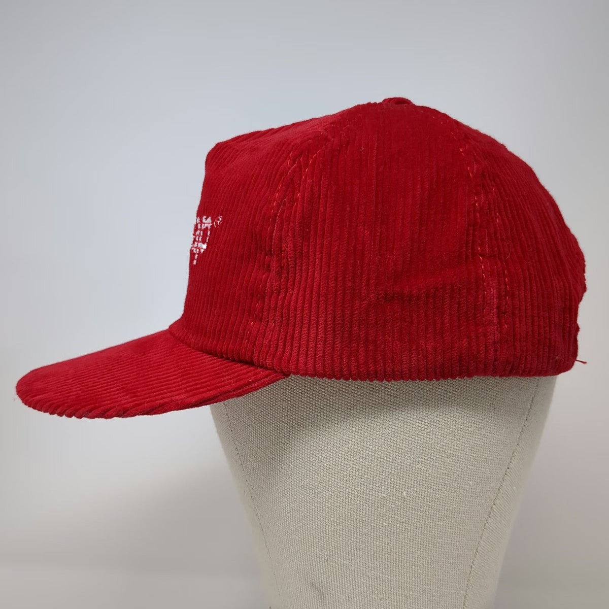 Rhone-Poulenc Mocap 5 Panel Red Hat One Size Corduroy Snapback Agriculture Logo