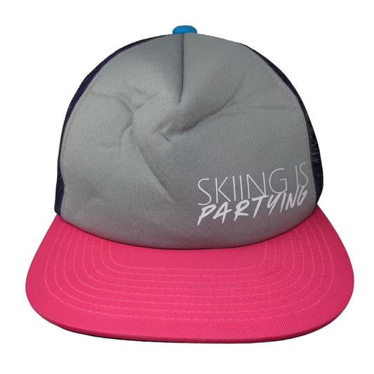 Skiing is Partying Snapback Trucker Hat Multicolor OS Mesh Back Crush Groovin