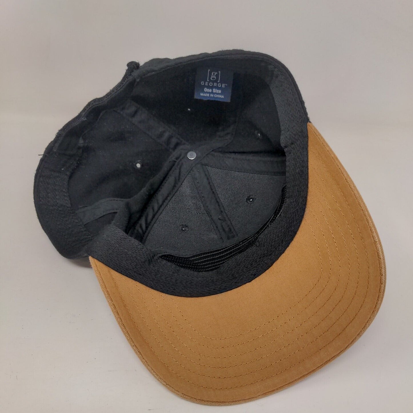 George Strapback Hat Black One Size Adjustable Vented Holes 6 Panel Blank