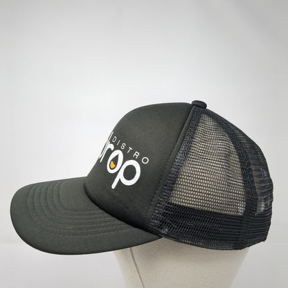 Drip Drop Distro Snapback Trucker Hat Black One Size Mesh Back Solid