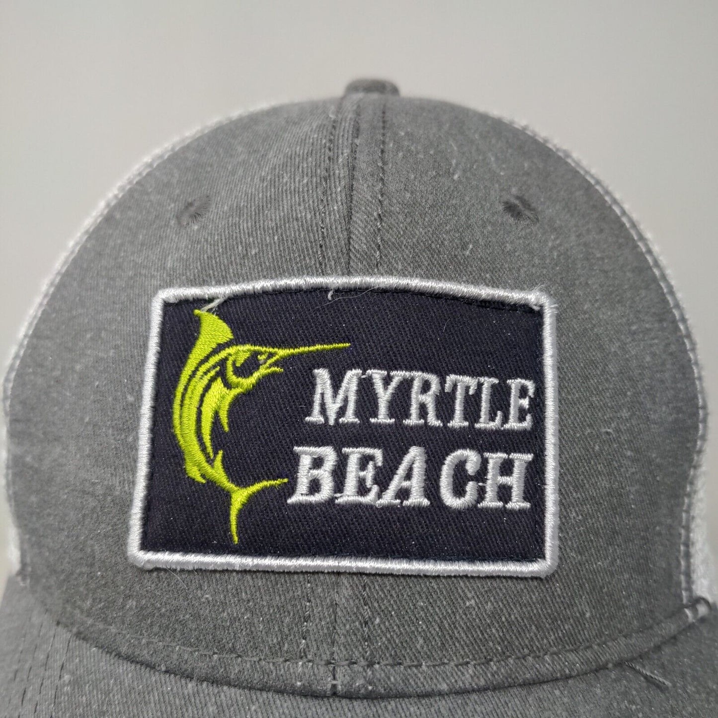 Unbranded Men's Snapback Mesh Back Hat Gray White Myrtle Beach South Carolina