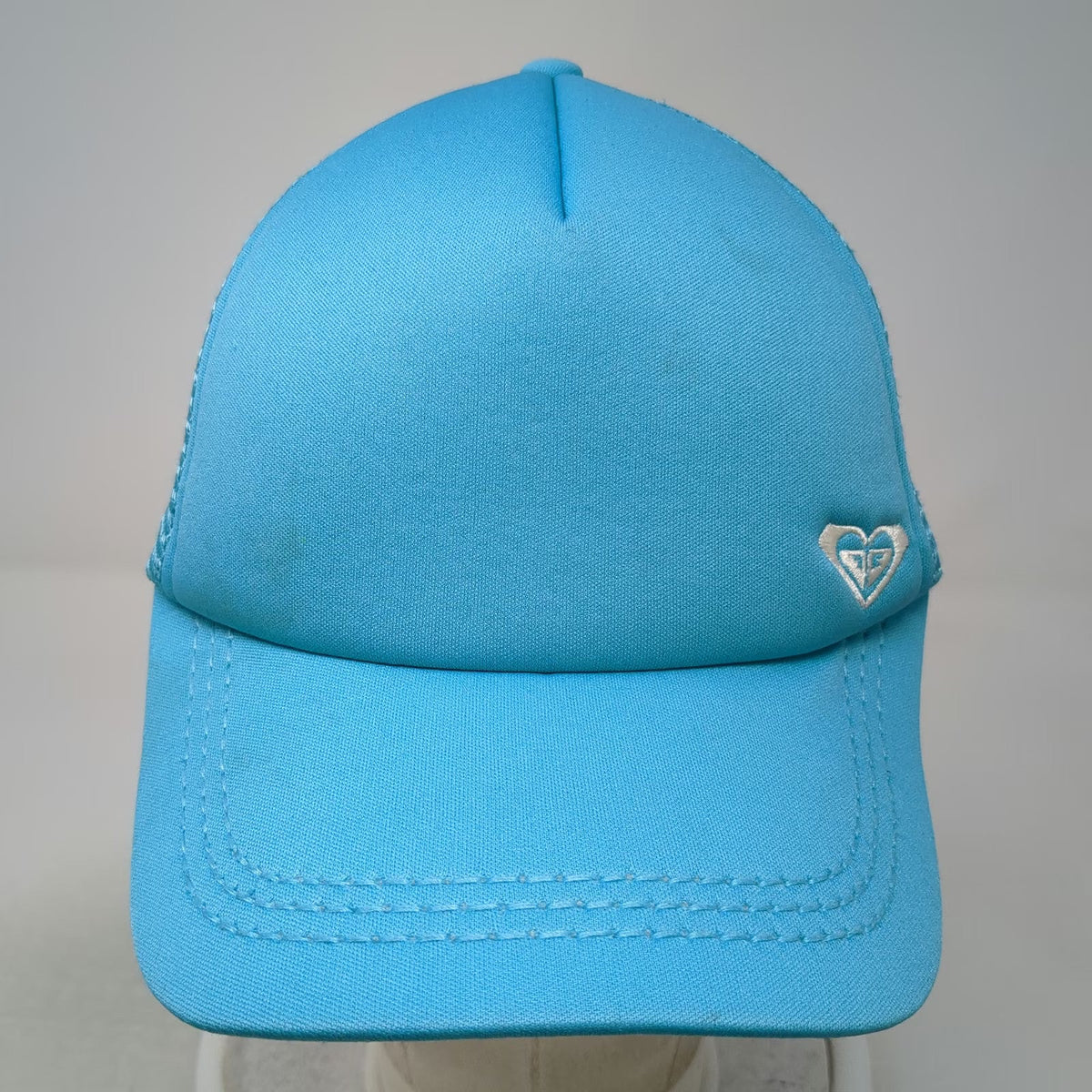 Roxy Trucker Hat Blue One Size Heart Logo Mesh Back Adjustable Snapback