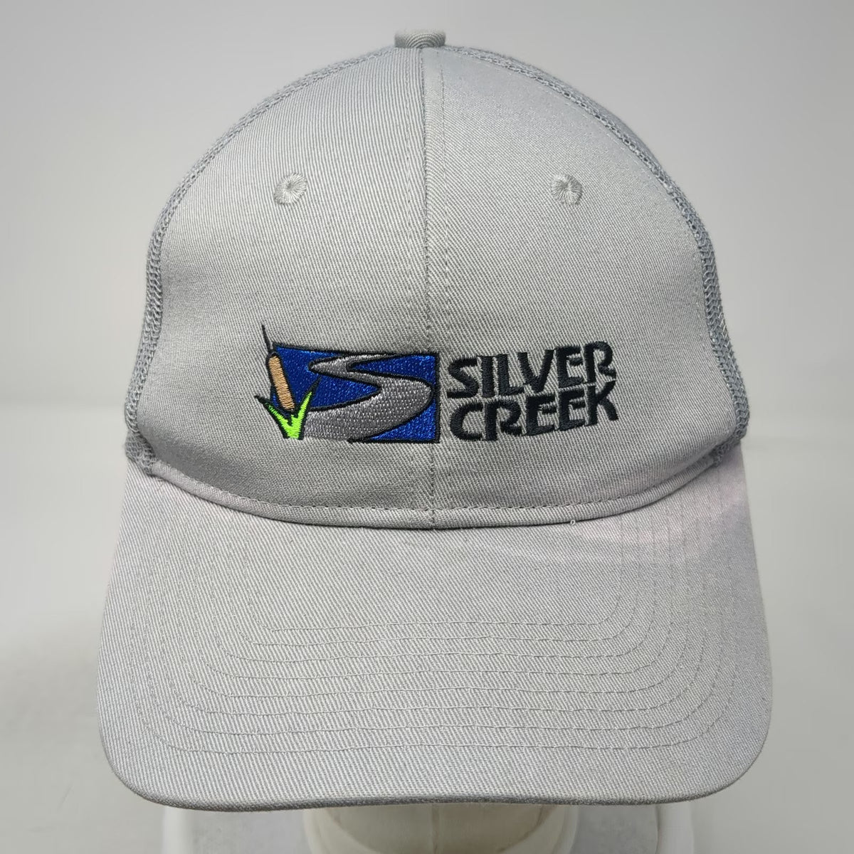 Port Authority Silver Creek Gray Trucker Hat One Size Mesh Snapback Logo Cotton