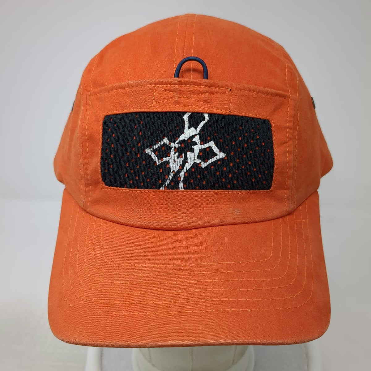 5 Panel Orange Hat One Size Strapback Mesh Patch Ski Graphic Blue Loop Cotton
