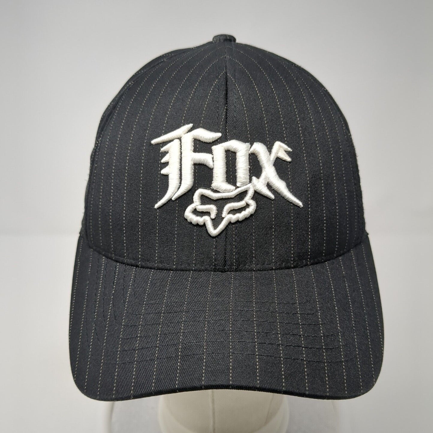 Fox Fitted Hat Black S/M Lightweight Embroidered Vented Holes 6 Panel Flexfit