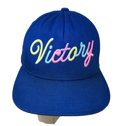 Yupoong Men's Snapback Hat Blue Embroidered Victory Logo Colorful Cotton
