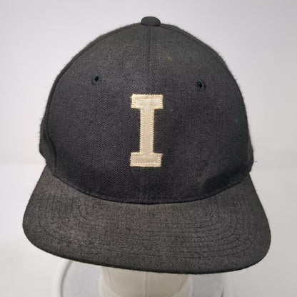 Richardson Pro Model Snapback Hat Black Beige Block I Logo Size L Gray Brim