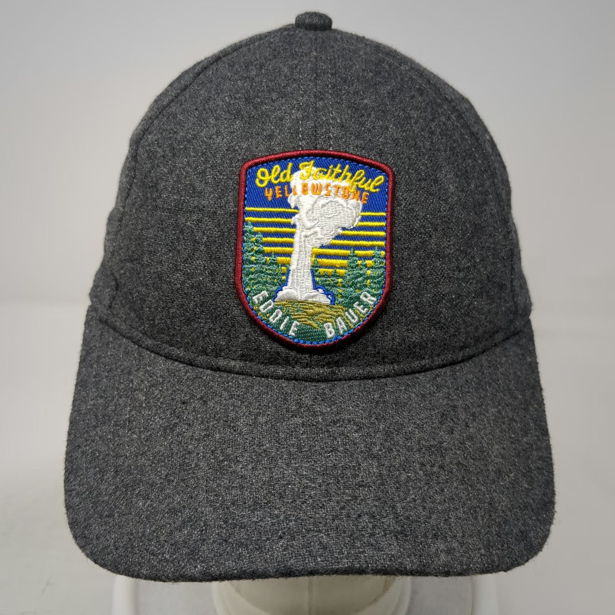 Eddie Bauer Baseball Cap Gray One Size Yellowstone Old Faithful Wool Hat