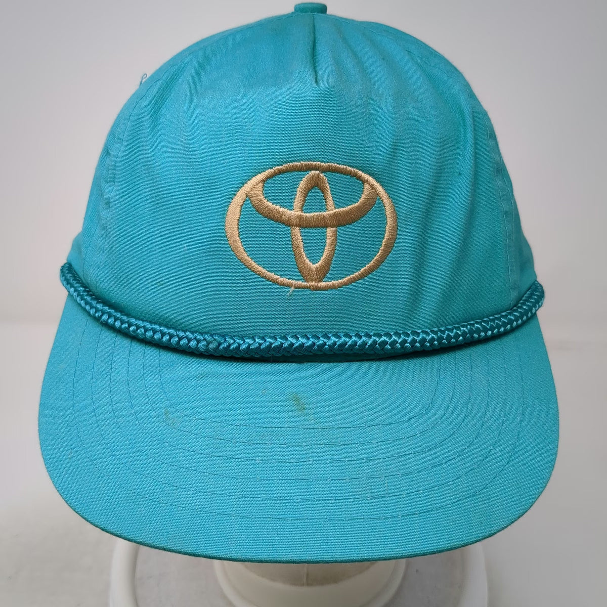 Designer Award Trucker Blue OS Hat Toyota Logo Rope Snapback Auto Car Vintage