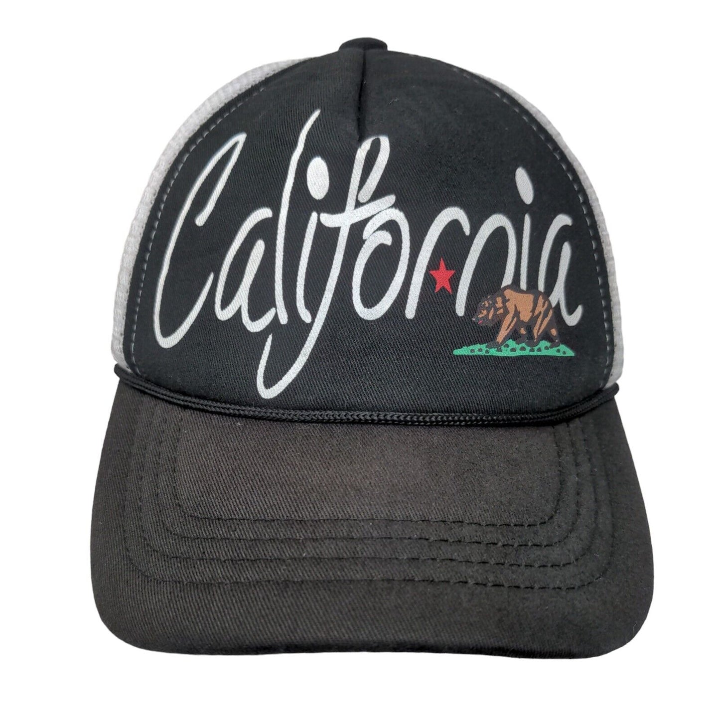 California Snapback Mesh Back Rope Trucker Hat OSFA Black Colorblock