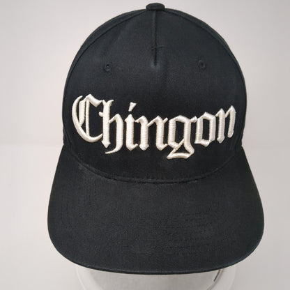 Chingon Snapback Hat Black One Size Adjustable Embroidered Pit Bull Cotton