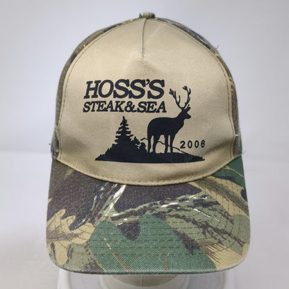 5 Panel Beige Camo One Size Hat Hoss's Steak & Sea 2006 Deer Hunting Outdoor