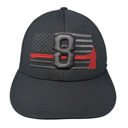 Firefighters American Flag #8 Fitted Baseball Cap Black M Patriotic Richardson