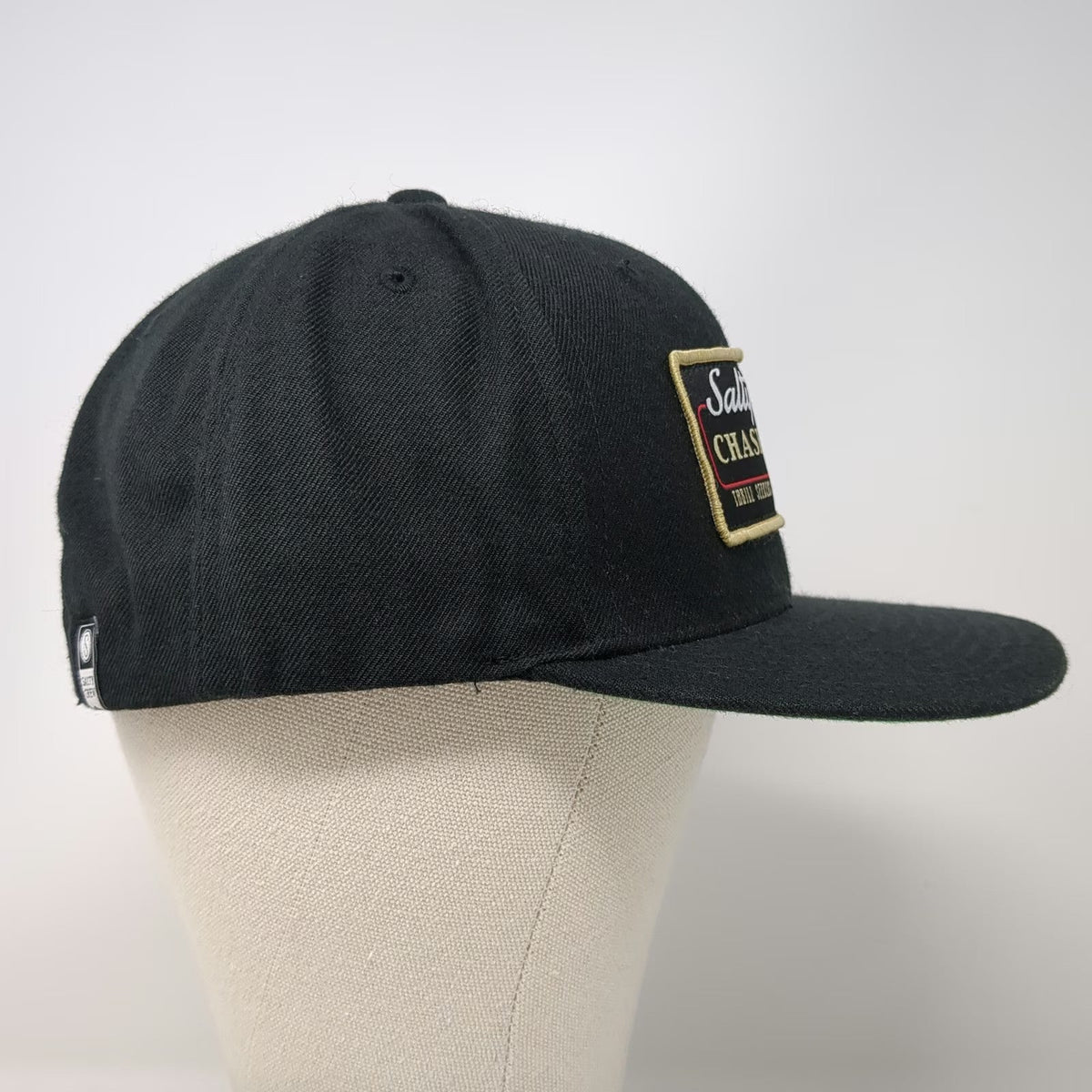 Salty Crew Snapback Hat Black One Size Chasing Tail Green Underbrim Flat Brim