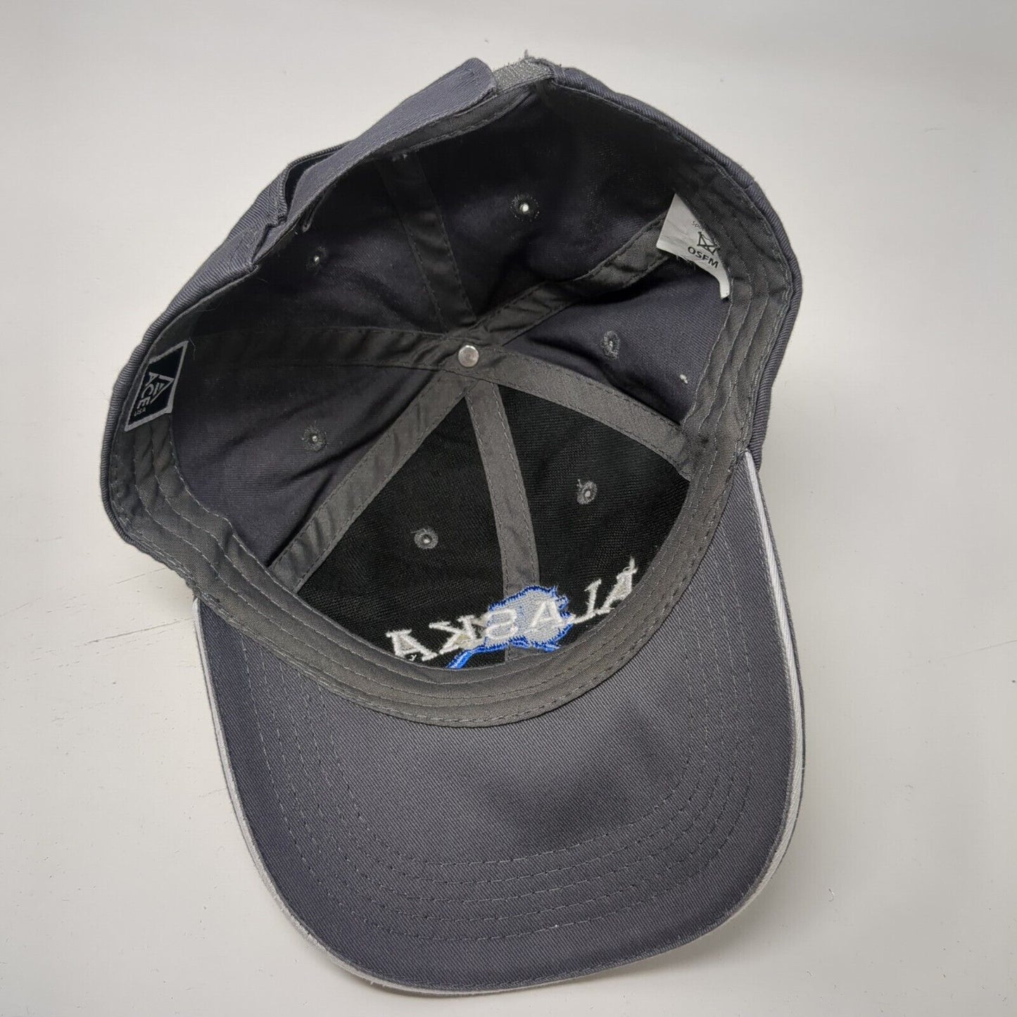 Alaska Strapback Hat Gray OSFM Adjustable Embroidered Solid ACE USA