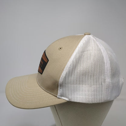 Richardson Trucker Hat Beige One Size Builders FirstSource Leather Patch Mesh