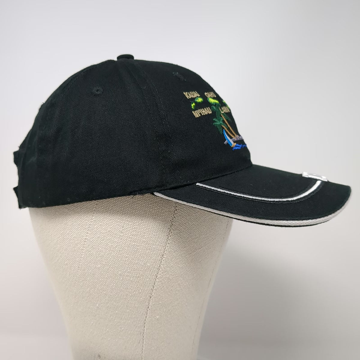 Magic Caps Baseball Hat Black One Size Hawaii Map Palm Trees Raised HI Logo