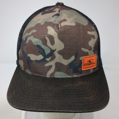O'Neill Trucker Hat Black Camo One Size Snapback Mesh Orange Logo Patch