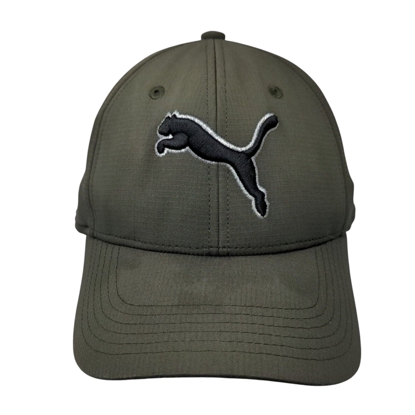 PUMA Fitted Hat Green L/XL Embroidered Lightweight Vented Holes 6 Panel