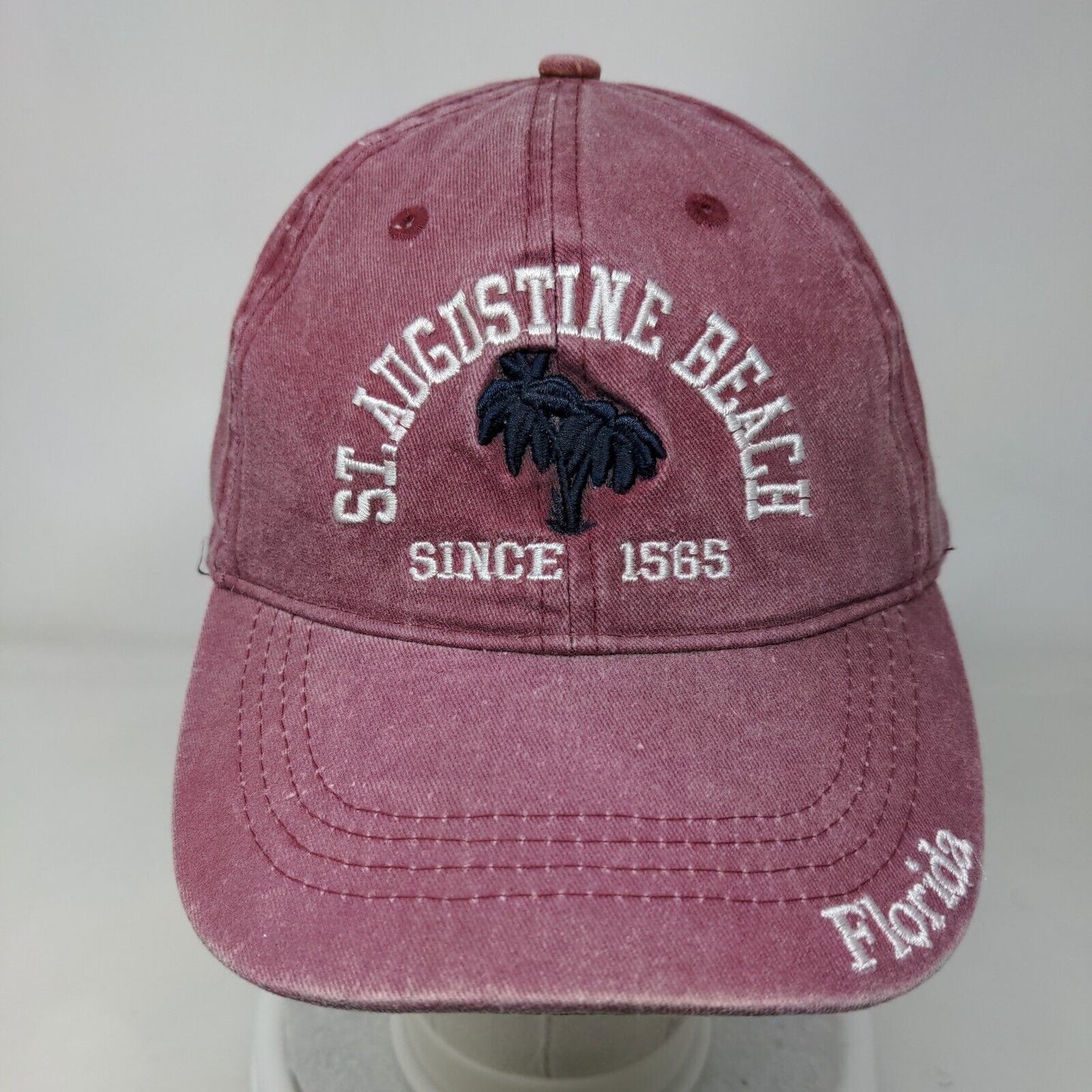 St. Augustine Beach Since 1565 Strapback Hat Red OS Adjustable Alvin's Island
