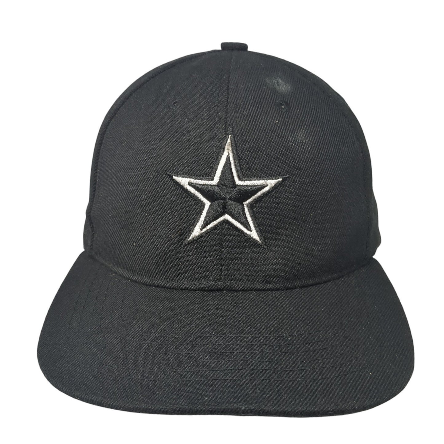 Star Snapback Hat Black One Size Adjustable Embroidered Logo 6 Panel