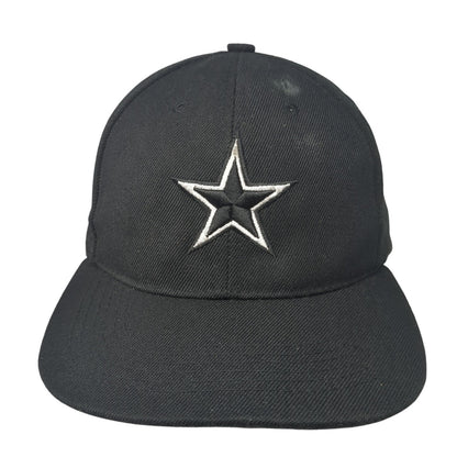 Star Snapback Hat Black One Size Adjustable Embroidered Logo 6 Panel