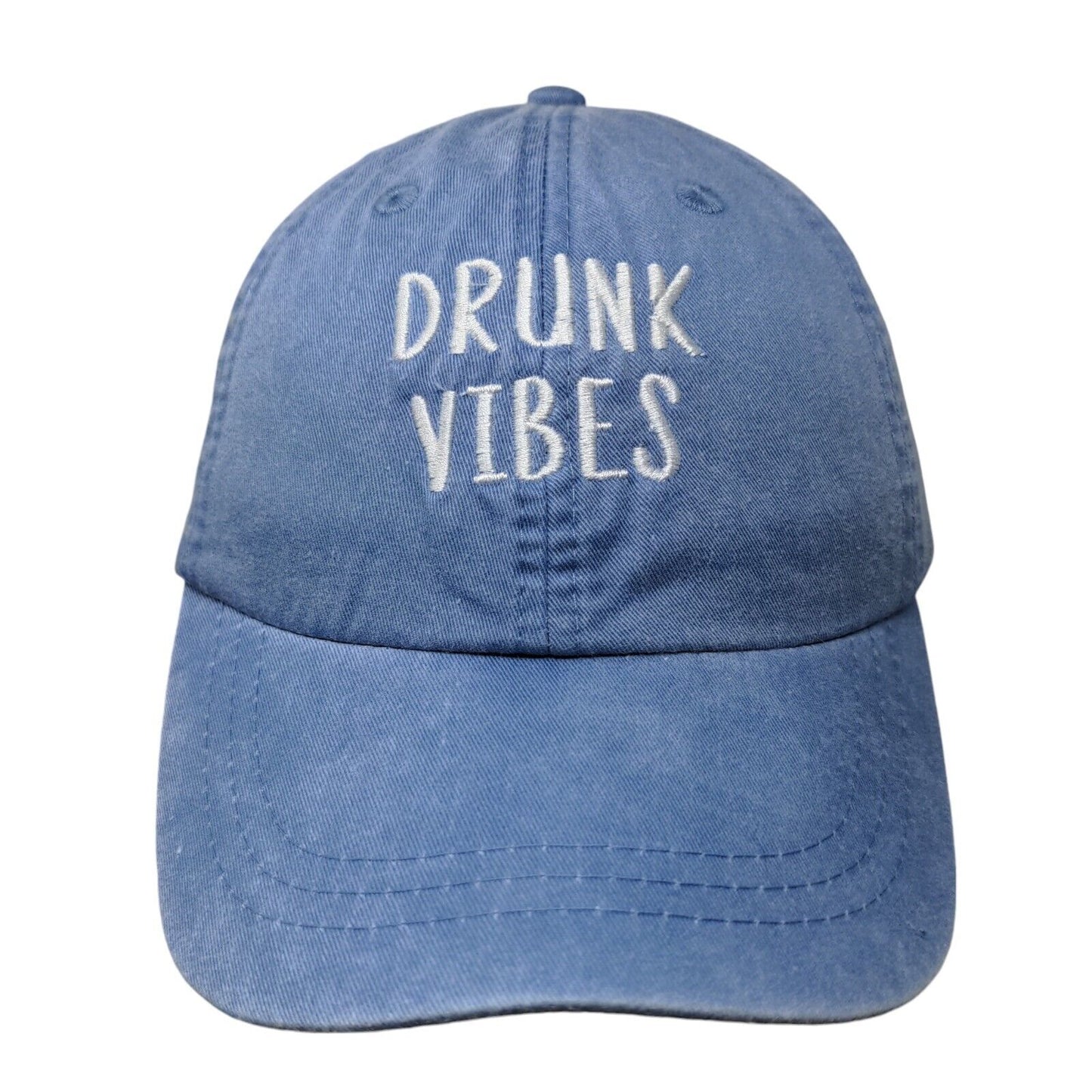 Drunk Vibes Slideback Hat Blue One Size Adjustable Embroidered 6 Panel Adams