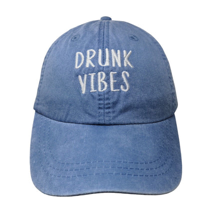 Drunk Vibes Slideback Hat Blue One Size Adjustable Embroidered 6 Panel Adams