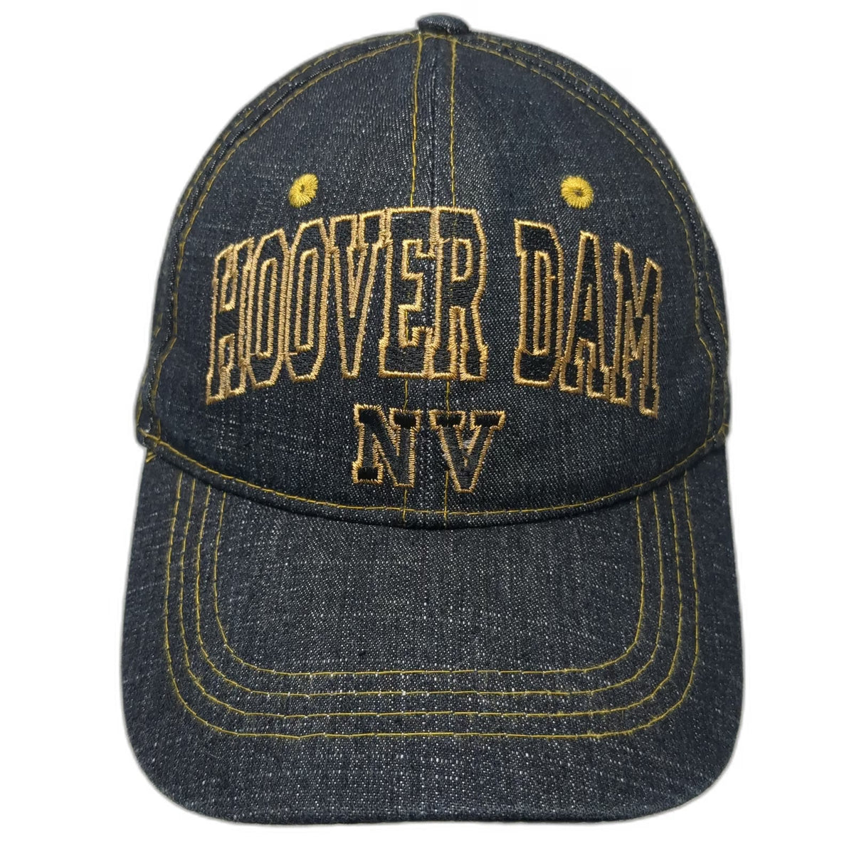 Blue Denim Hoover Dam NV Nevada Baseball Cap One Size Gold Strapback Hat