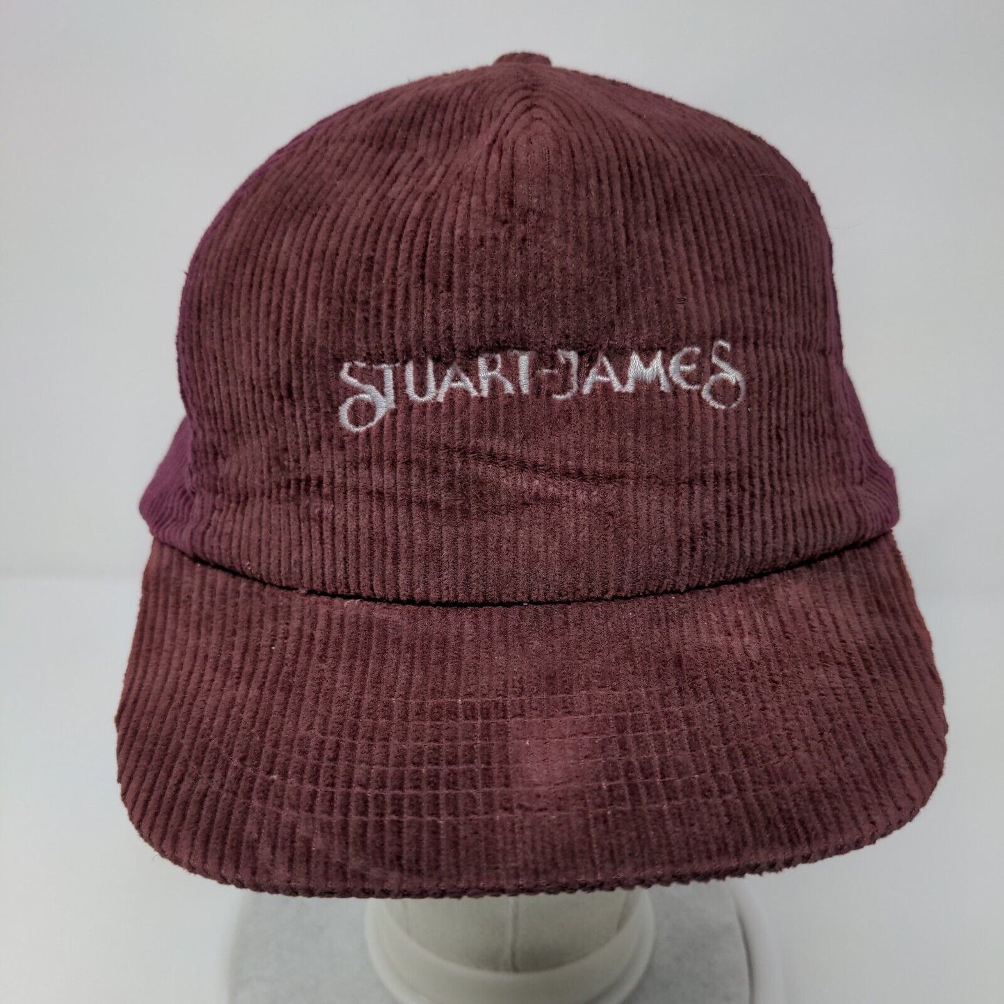Stuart James Snapback Hat Red M/L Adjustable Corduroy Embroidered 6 Panel