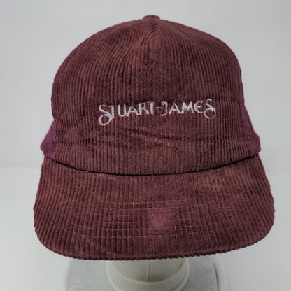 Stuart James Snapback Hat Red M/L Adjustable Corduroy Embroidered 6 Panel