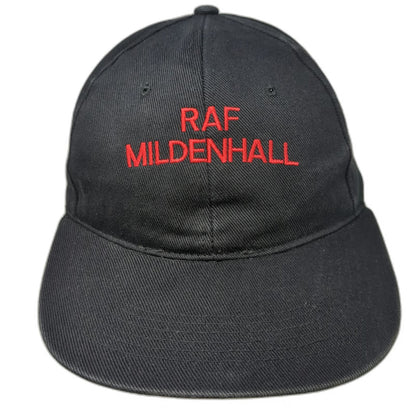 Beechfield Snapback Hat Black One Size RAF Mildenhall 100% Cotton Baseball Cap
