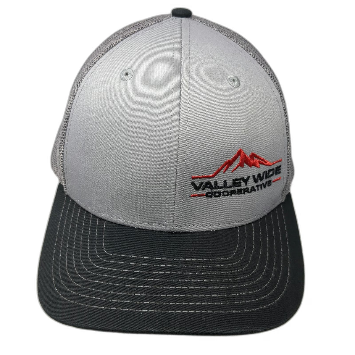 Richardson Trucker Hat Gray One Size Snapback Valley Wide Cooperative Logo Mesh
