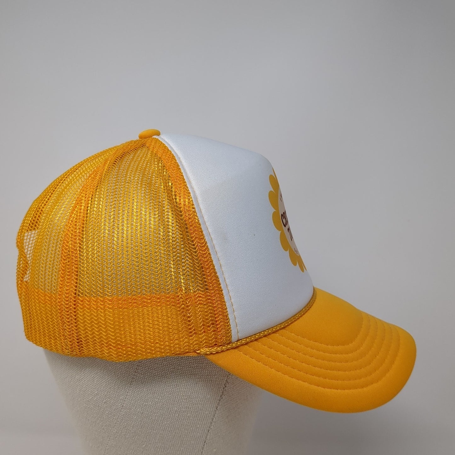 Emkapp Cruisin to 30 Est. 1993 Trucker Hat Yellow OS Adjustable Mesh Back Rope